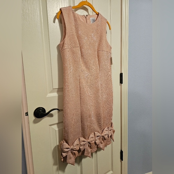 LM Collection Midi Bow Dress- Pink- Size 6 - Picture 4 of 14